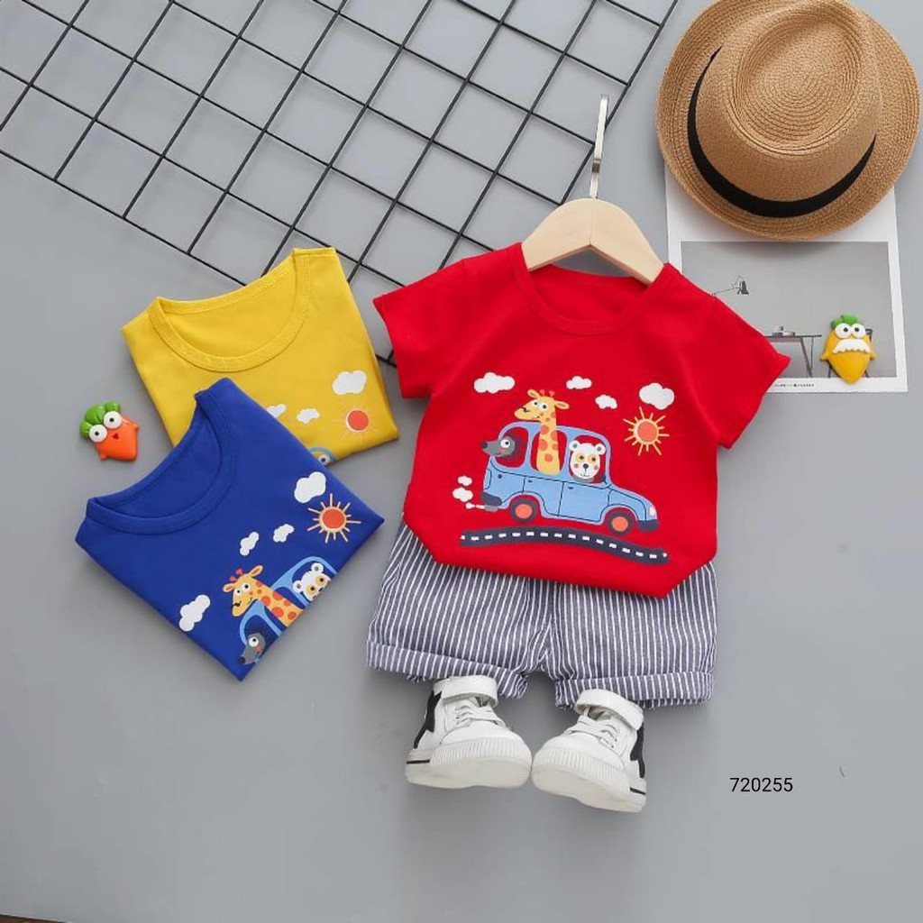 SETELAN ANAK LAKI LAKI KAOS IMPORT MOTIF KARTUN USIA 6 BULAN - 2 TAHUN