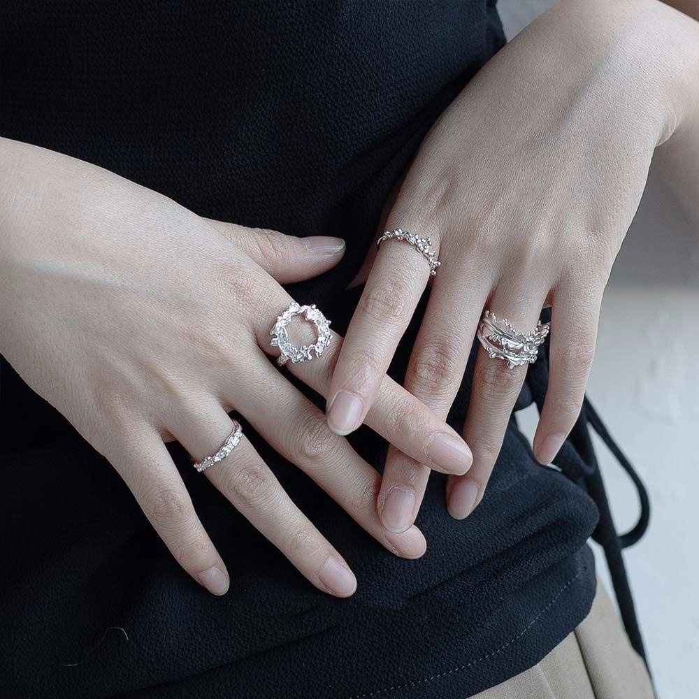 NEEDWAY Timah Foil Cincin Pertunangan Romantis Kreatif Engagement Joint Rings Adjustable Gaya Korea Tidak Teratur Cincin