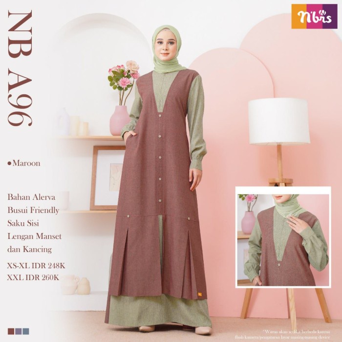 Gamis Wanita, Gamis Wanita Dewasa, Baju Gamis Wanita, NIBRAS NB A96 - Maroon, XL