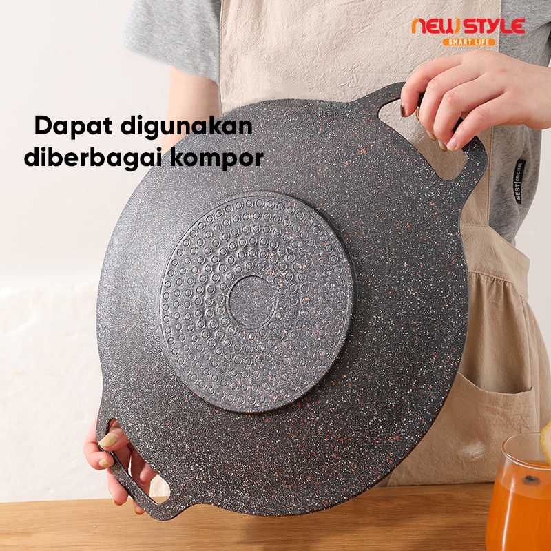GRILLPLATE 34CM  Panggangan Multi Grill Pan / Wajan Panggang Keramik Panggang Daging Alat Pemanggang Panci BBQ Non-stick