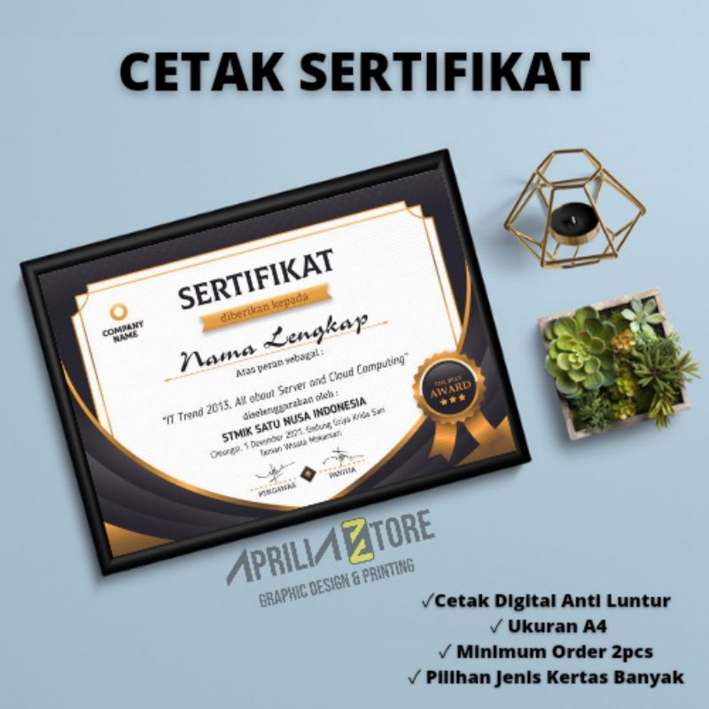 

Cetak Piagam Sertifikat Custom Murah Ekspress A4