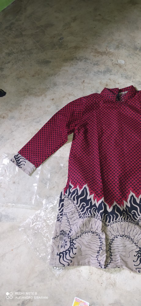 Batik Couple Keluarga Sania Ruffle Ori Ndoro Jowi Dnt Motif Bara Merah