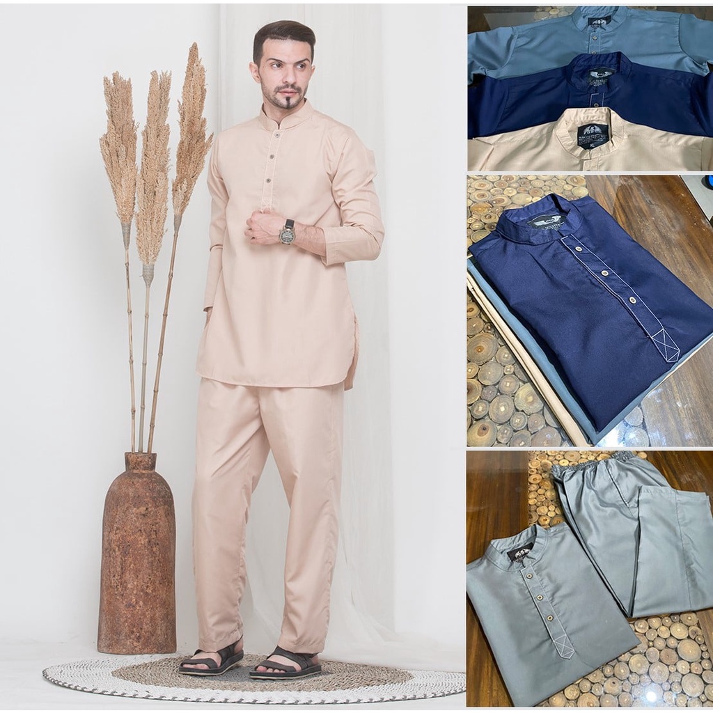 Koko Setelan Pria Lengan Panjang Fashion Muslim Pria Set Pakaian Pria Terbaru Distro Murah Bandung