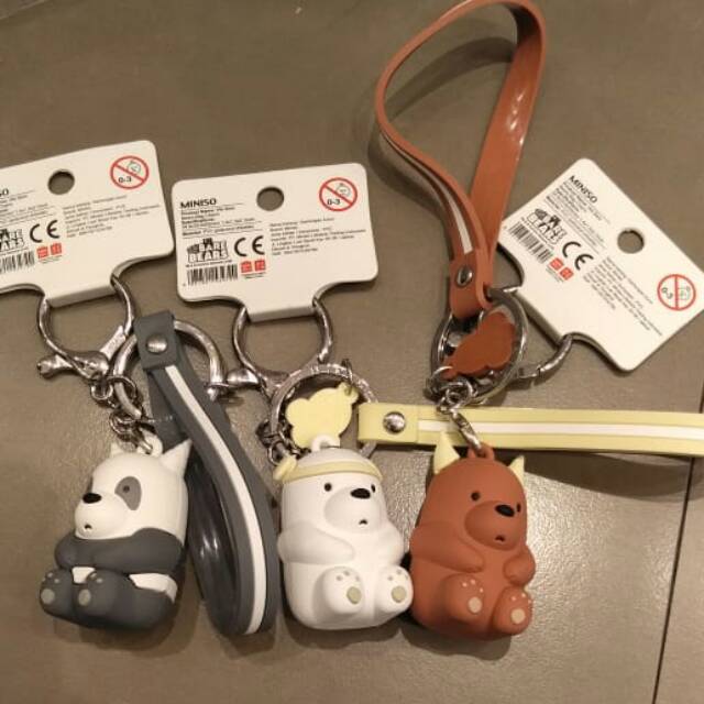MINISO X WE BARE BEARS 3WRN. WBB KEY CHAINS. gantungan tas miniso murah surabaya