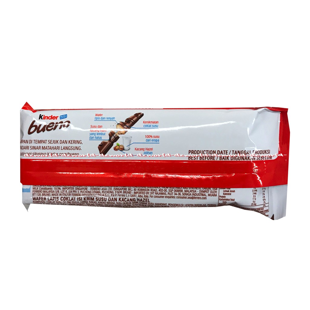 Kinder Bueno Coklat Wafer 43gr Wafer Cokelat Krim Susu