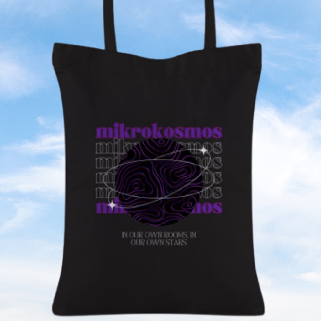 Totebag BTS ARMY Mikrokosmos Aesthetiic Graphic Design Kanvas Premium tutup Resleting (PO) BACA DESK