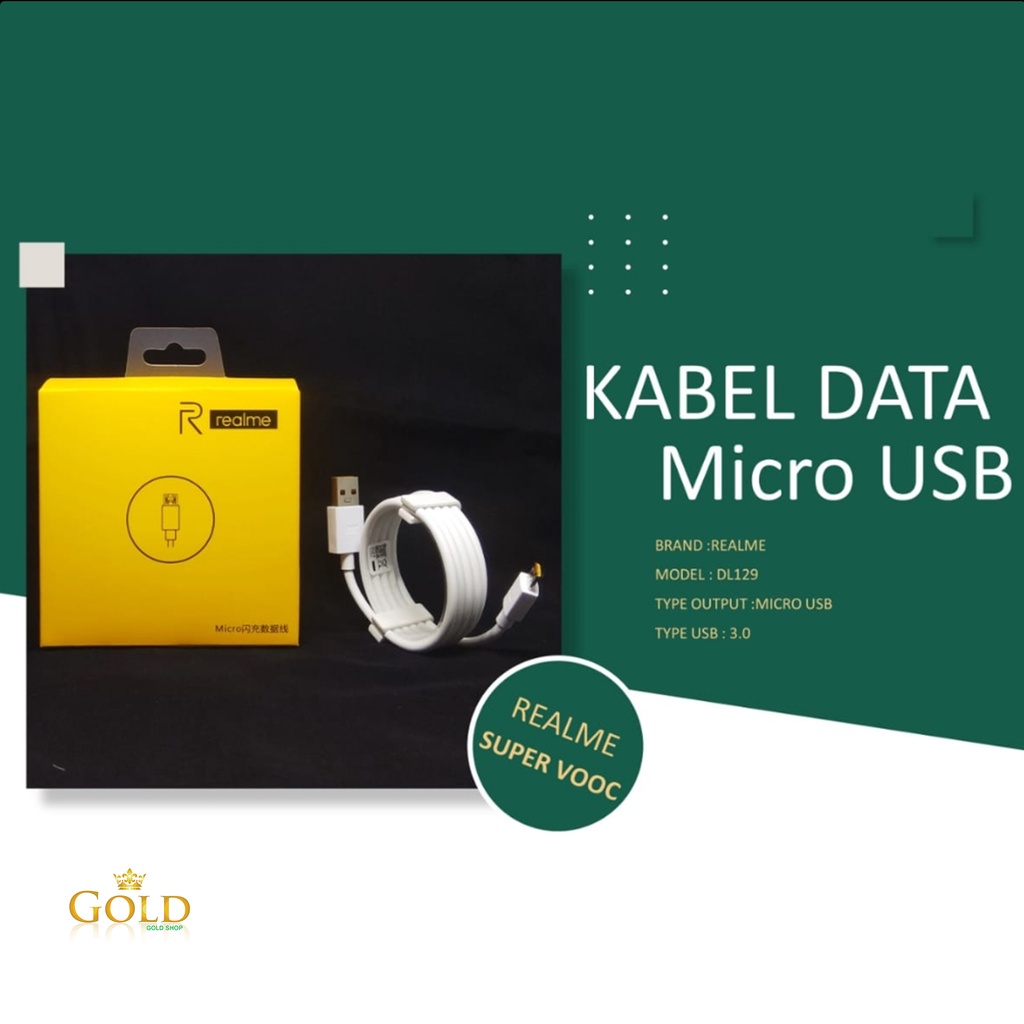 KABEL DATA REALME VOOC MICRO USB ORIGINAL SUPPORT FAST CHARGING IMPORT