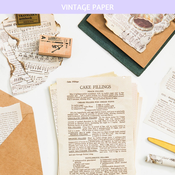 

[RESTOCK] Kertas Vintage Lembaran Bullet Journal Agenda Paper Deco Scrapbook - Putih