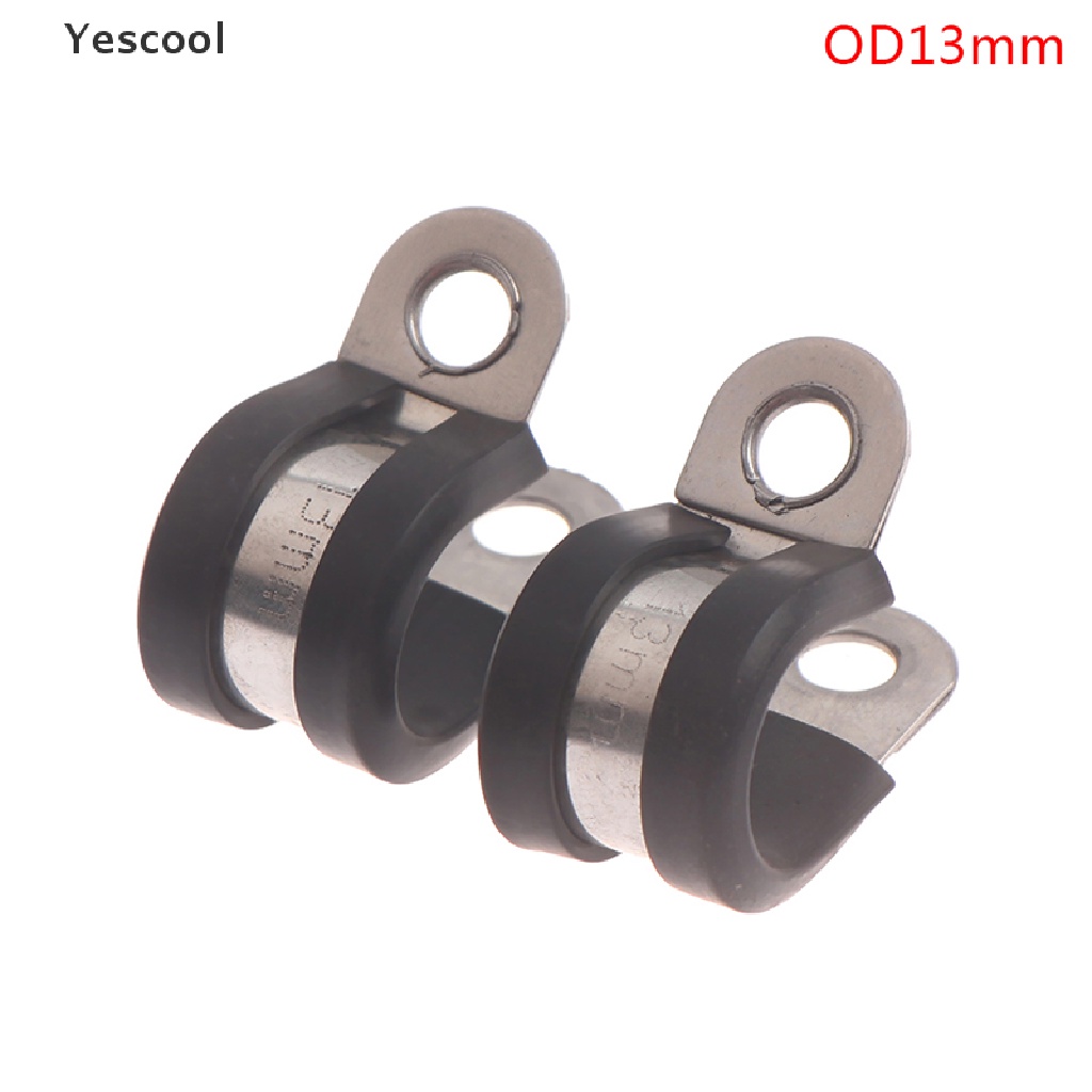 Yescool 2pcs 304 Stainless Steel Rubber Lined P Clips Cable Mounting Hose Pipe Clamp  .