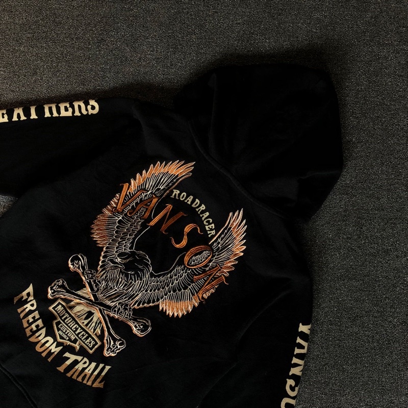 jaket hoodie zipper vanson leathers cottons usa eagle like harley davidsons second original