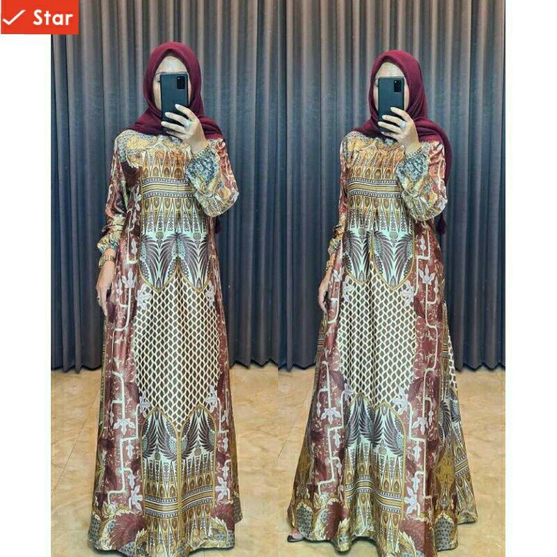 GAMIS PESTA DRESS MEWAH MOTIF LOOK LIKE WEARING KLAMBY RUSSEL DRESS KONDANGAN