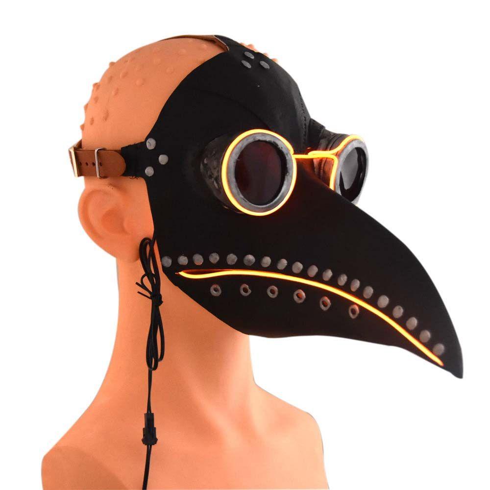 Needway Plague Doctor Mask Carnival Led Flash Masker Halloween Masker Twinkle Masker Lampu Led Hiasan Kepala Masker Anime Masker Glowing Masker Led Light up