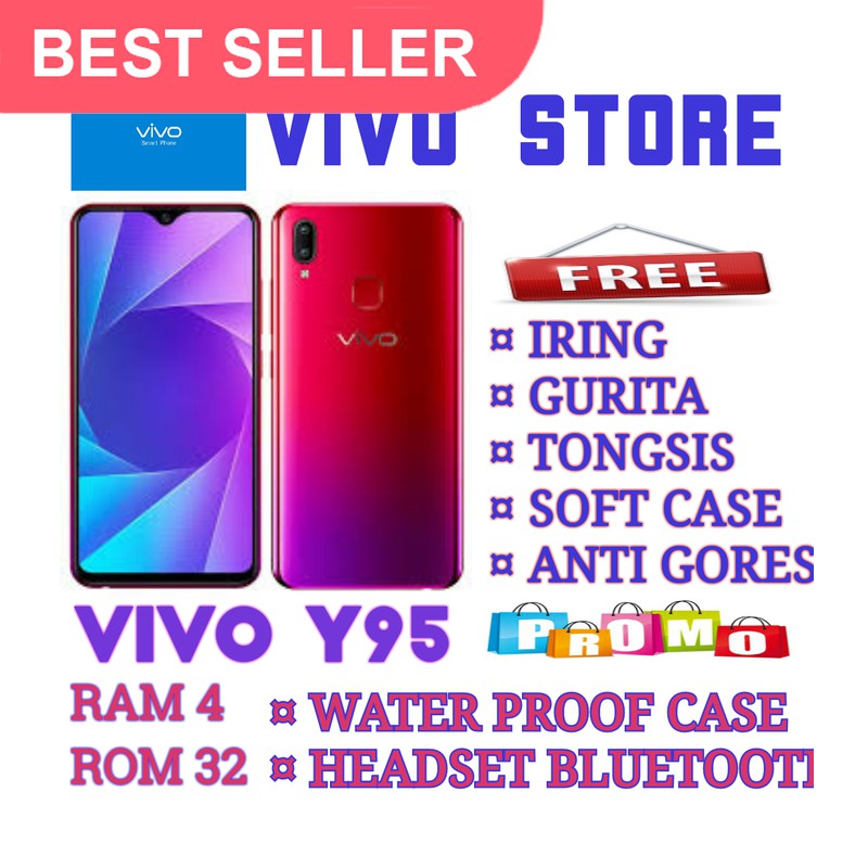 TERBARU VIVO Y95 RAM 4/32 GARANSI RESMI VIVO INDONESIA - Hitam PALING LAKU