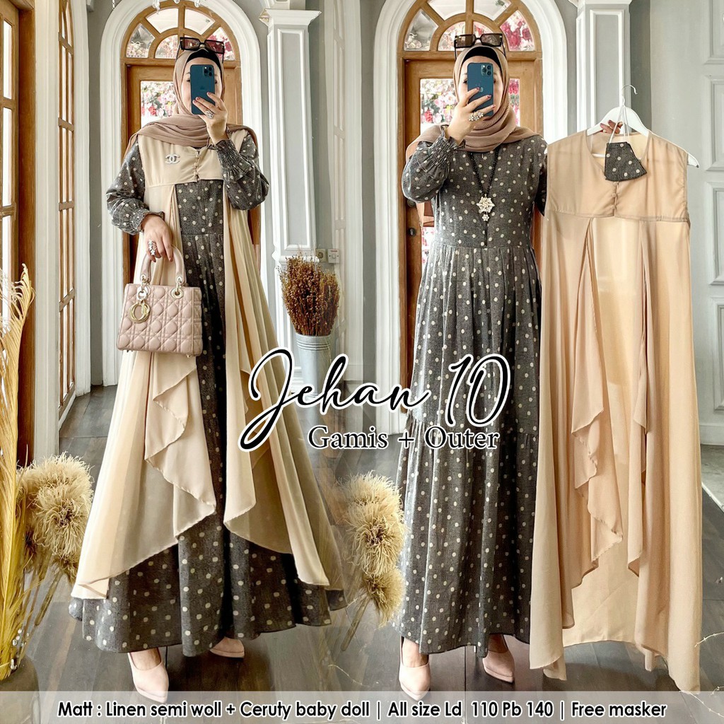 New Jehan Dress 10 /Outer/Gamis Muslim/kekinian/