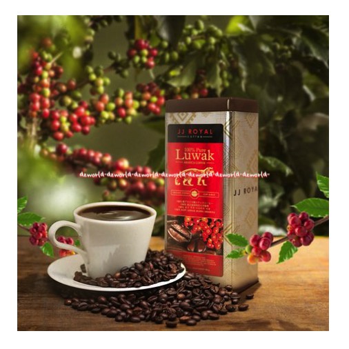 JJ Royal 100% Pure Luwak 100gr Ground Coffee Kopi Bubuk Murni Kemasan Kaleng Biru Orange Jjroyal Loewak
