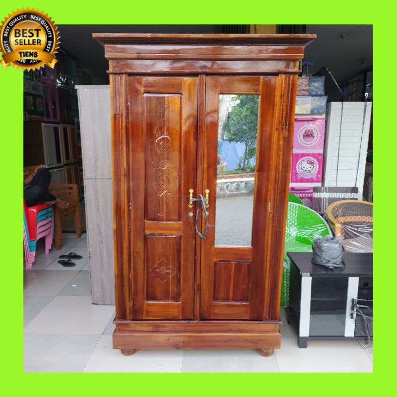 lemari baju kayu jati 2 pintu