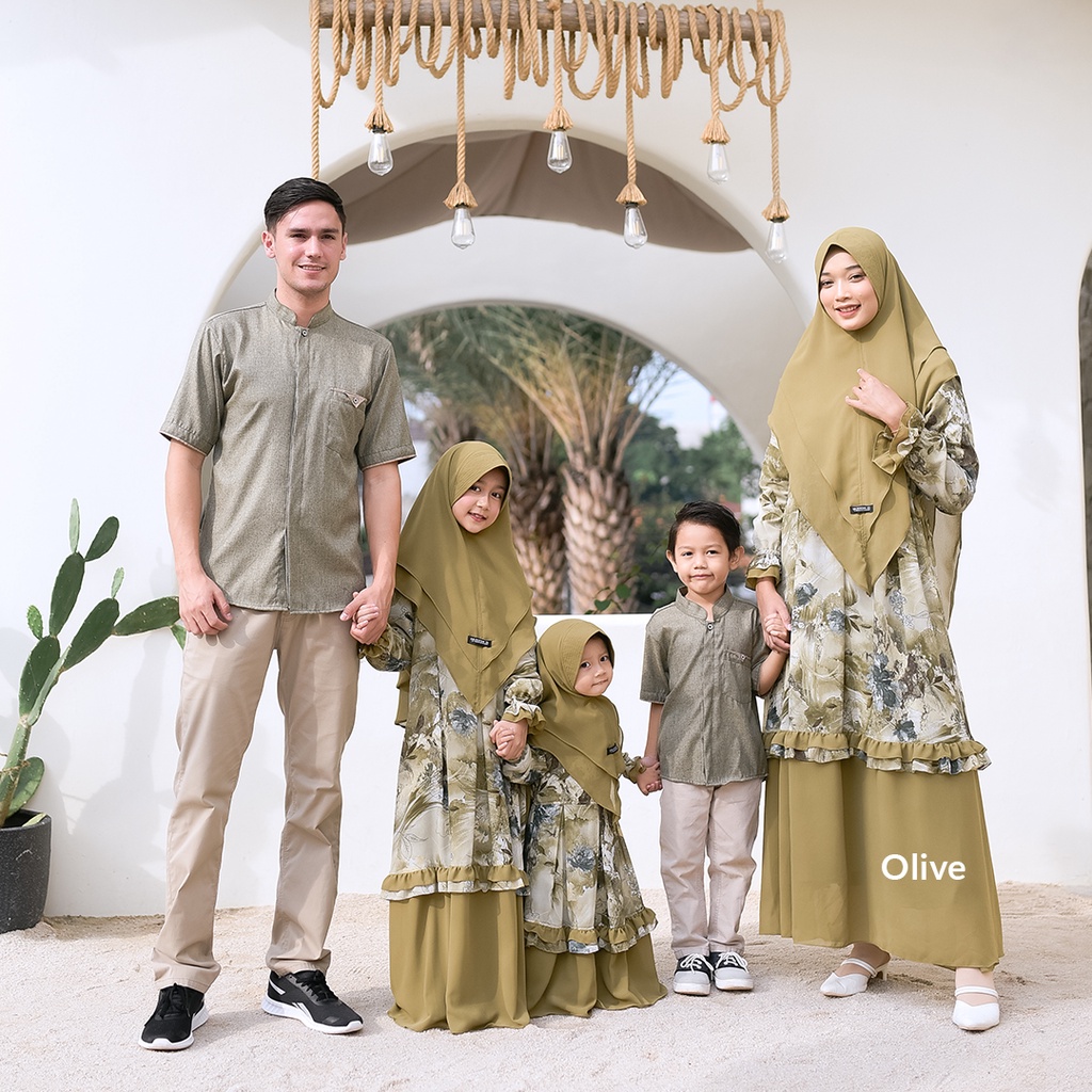 SAJEEDA - QIANA & DAFA SERIES - OLIVE - Sarimbit Keluarga Muslim