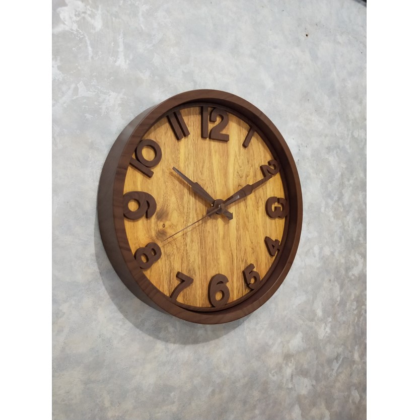 Jam Dinding Minimalis Vintage Wood Grain Motif Kayu 26cm Free Baterai