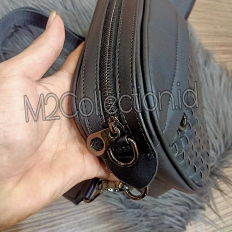 tas selempang botega kulit rajut anyam slingbag import