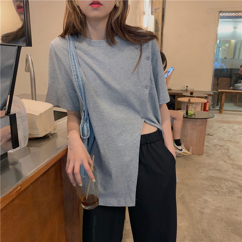 Korean T-Shirts Crop Women Atasan Lengan Pendek 2220 (M/L/XL)