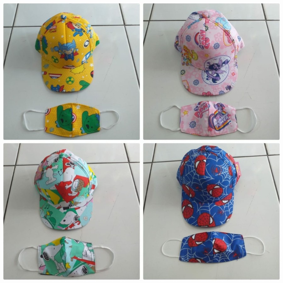 Topi Anak + Masker Trendy Topi Baseball Topi Snapback