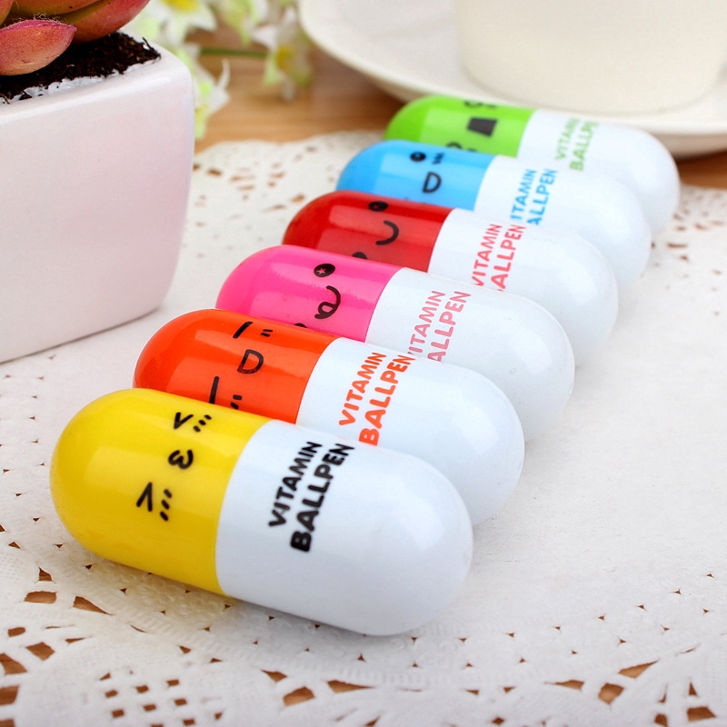 Creative Ballpoint Pen Student Children Gift Cartoon Pill Capsule Pen Retractable Pen