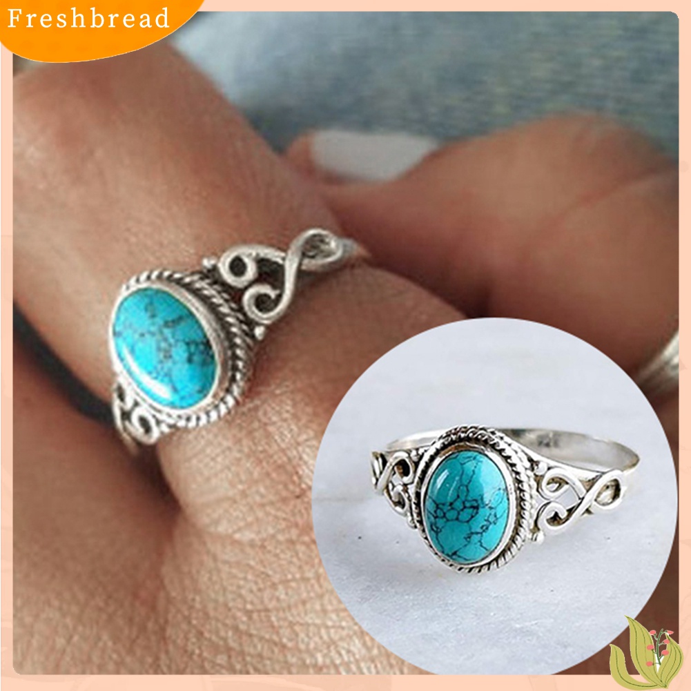 [TERLARIS]Antique Turquoise Natural Gemstone Bride Wedding Engagement Vintage Ring Gift