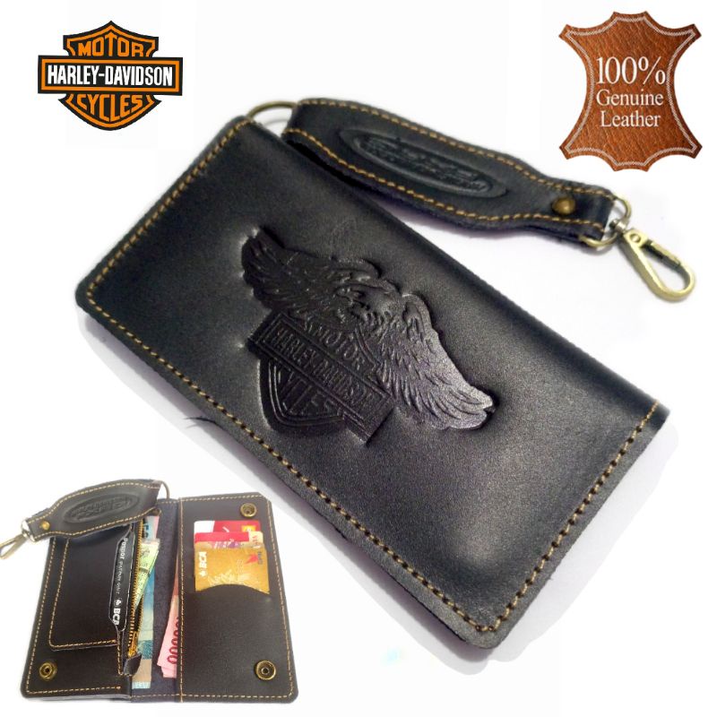 dompet panjang pria kulit asli full 100% harley davidson black01