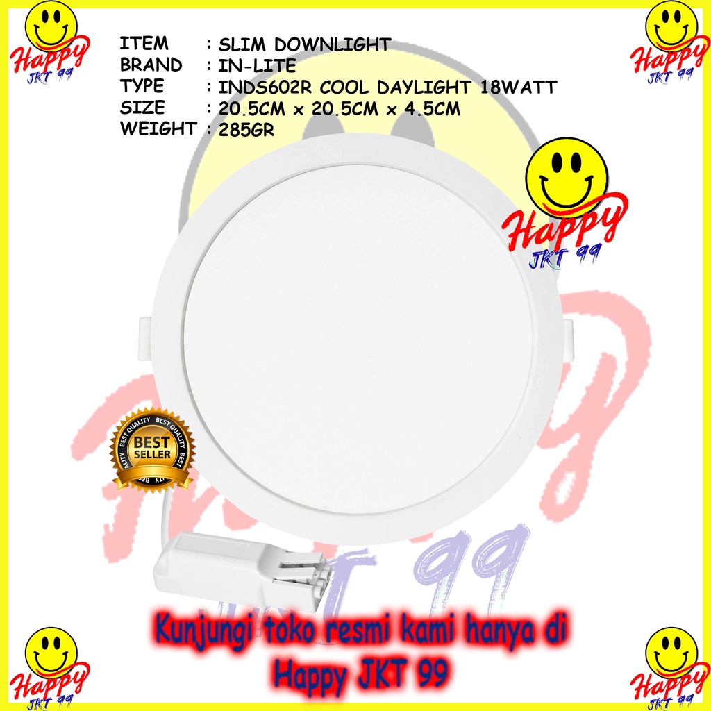 INLITE DOWNLIGHT PANEL SLIM LED INBOW 18W BULAT INDS602R PUTIH 6500K