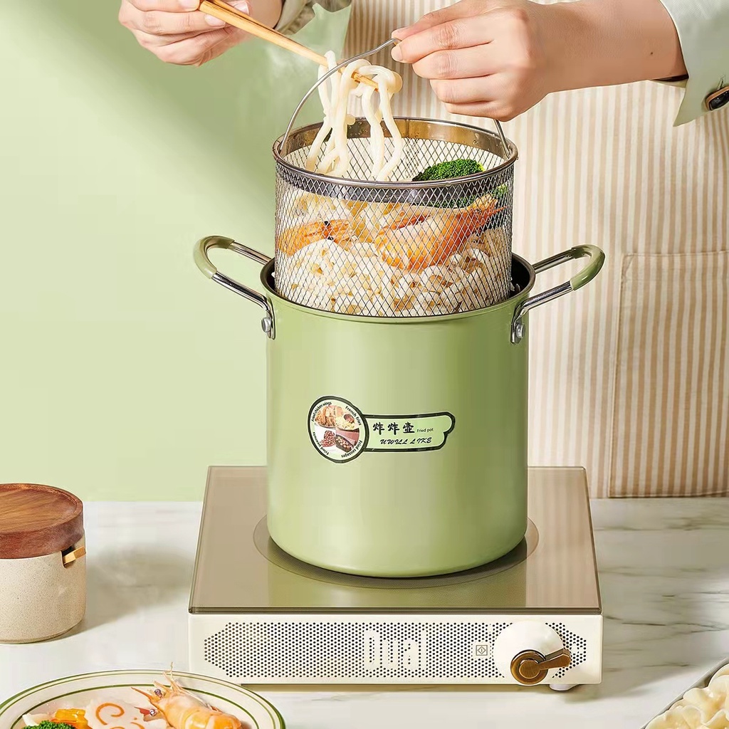 Japanese Style Noodle Pot / Mie Pot Gaya Jepang Penggorengan Anti Lengket dengan Tutup Saringan