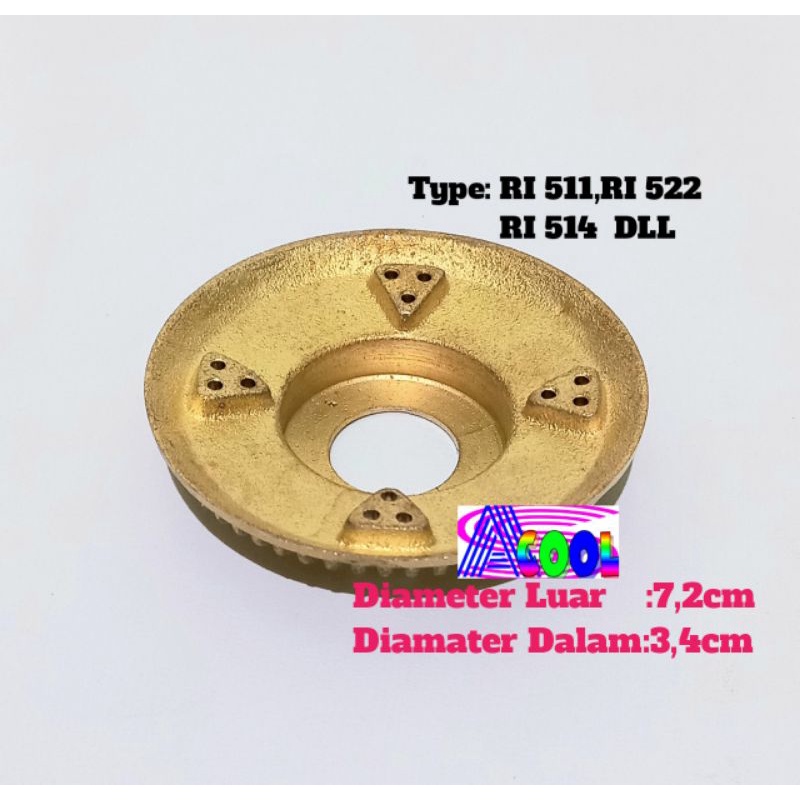 Burner TEBAL Model Rinnai Kecil 7 cm/ Onderdil/Spare Part Kompor Gas