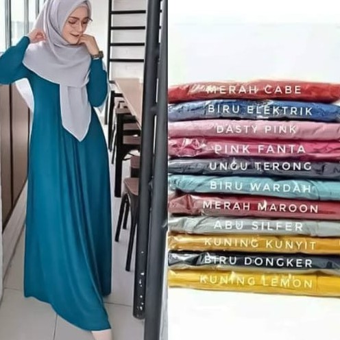 Gamis jersey sehari hari polos premium tebal