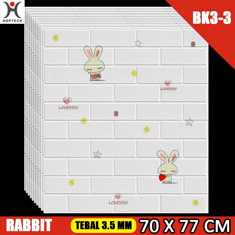Wallpaper Dingding 3D Foam Motif Batu Bata 70 x 77 CM Dekorasi Dinding Kamar  Murah-BK33 RABIT 3,5mm