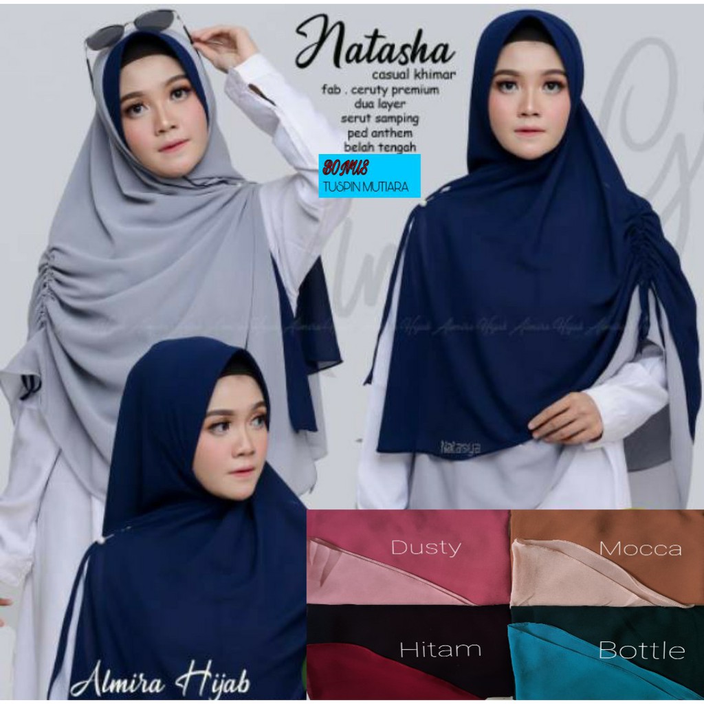 Evanz-JILBAB KHIMAR NATASHA 2 LAYER CERUTI BONUS TUSPIN MUTIARA
