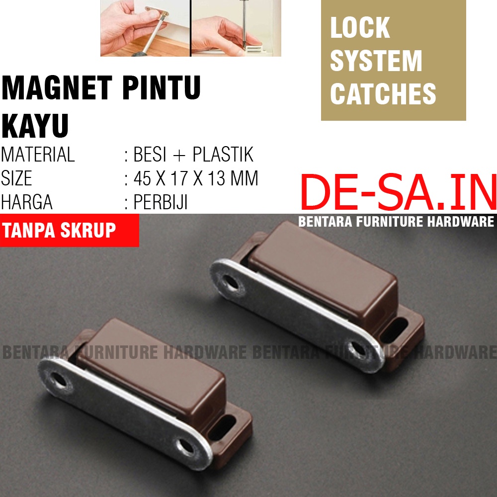 4.5 CM KECES MAGNET PINTU KAYU KECIL - SMALL DOOR MAGNETIC WOOD CABINET CATCHES PUTIH COKLAT WHITE BROWN