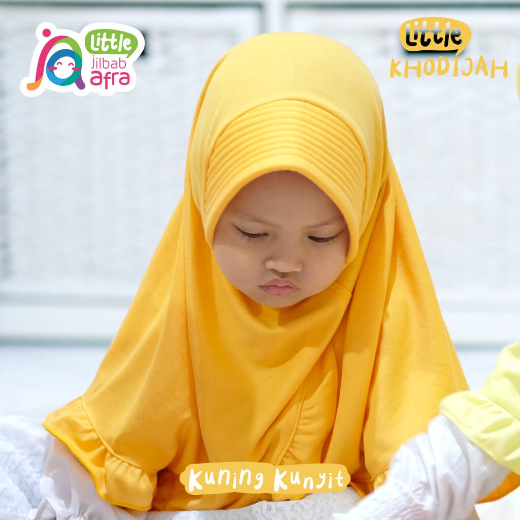 Jilbab Instan Anak Little Khodijah Kuning Kunyit - Little Jilbab Afra - Bahan Kaos, Adem &amp; Lembut