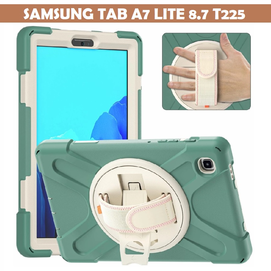 SAMSUNG TAB A7 LITE 8.7 T225 HYBRID CASE STRAP RUGGED ARMOR STAND CASE