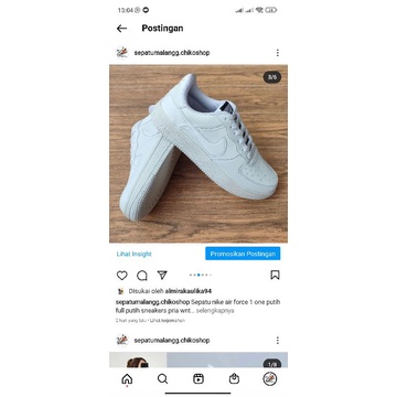 Sepatu nike air force 1 one putih full putih sneakers pria