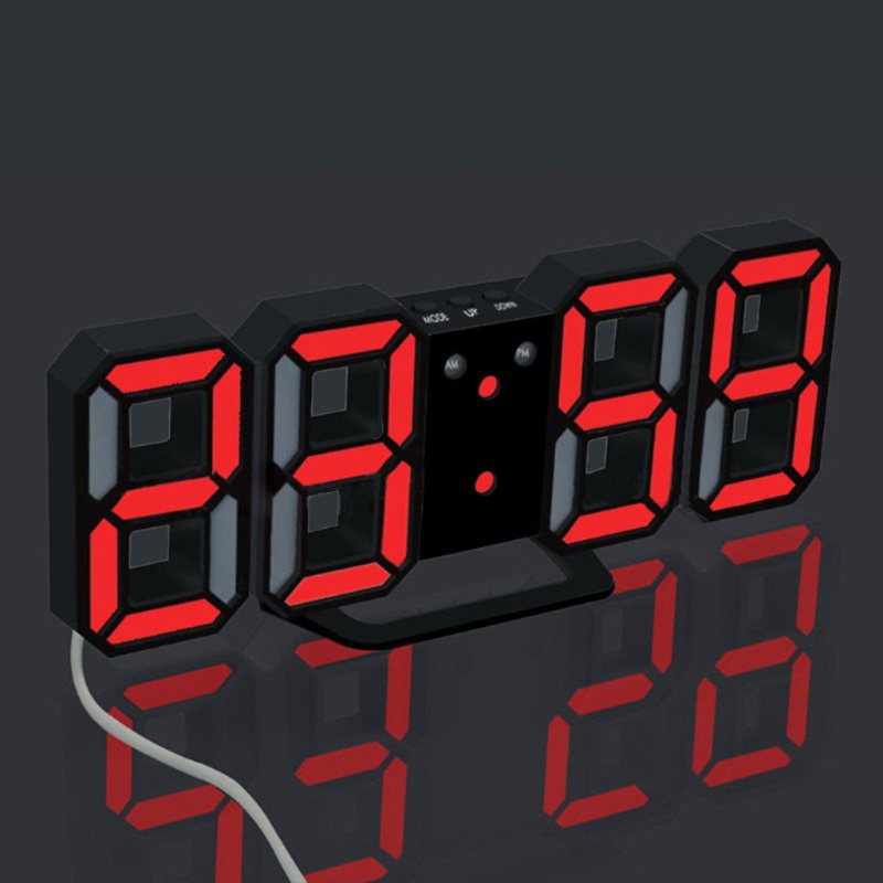 Btsg Jam Alarm Digital LED 3D Desain Modern Untuk Dinding / Meja