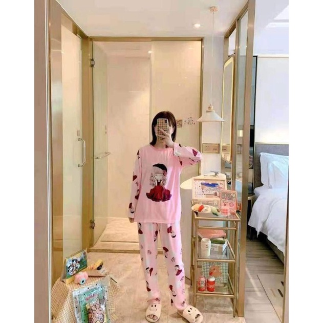 BAJU TIDUR WANITA DEWASA/PIYAMA RENDA PP/BAJU TIDUR IMPORT MURAH-Pp girl pink
