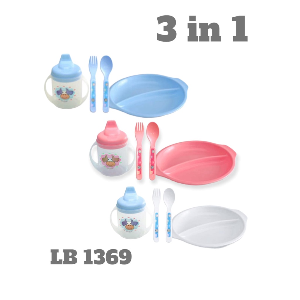 GloryBaby-LustyBunny Set Perlengkapan Makan Bayi 3 in1 | Feeding Set Alat Makan Bayi
