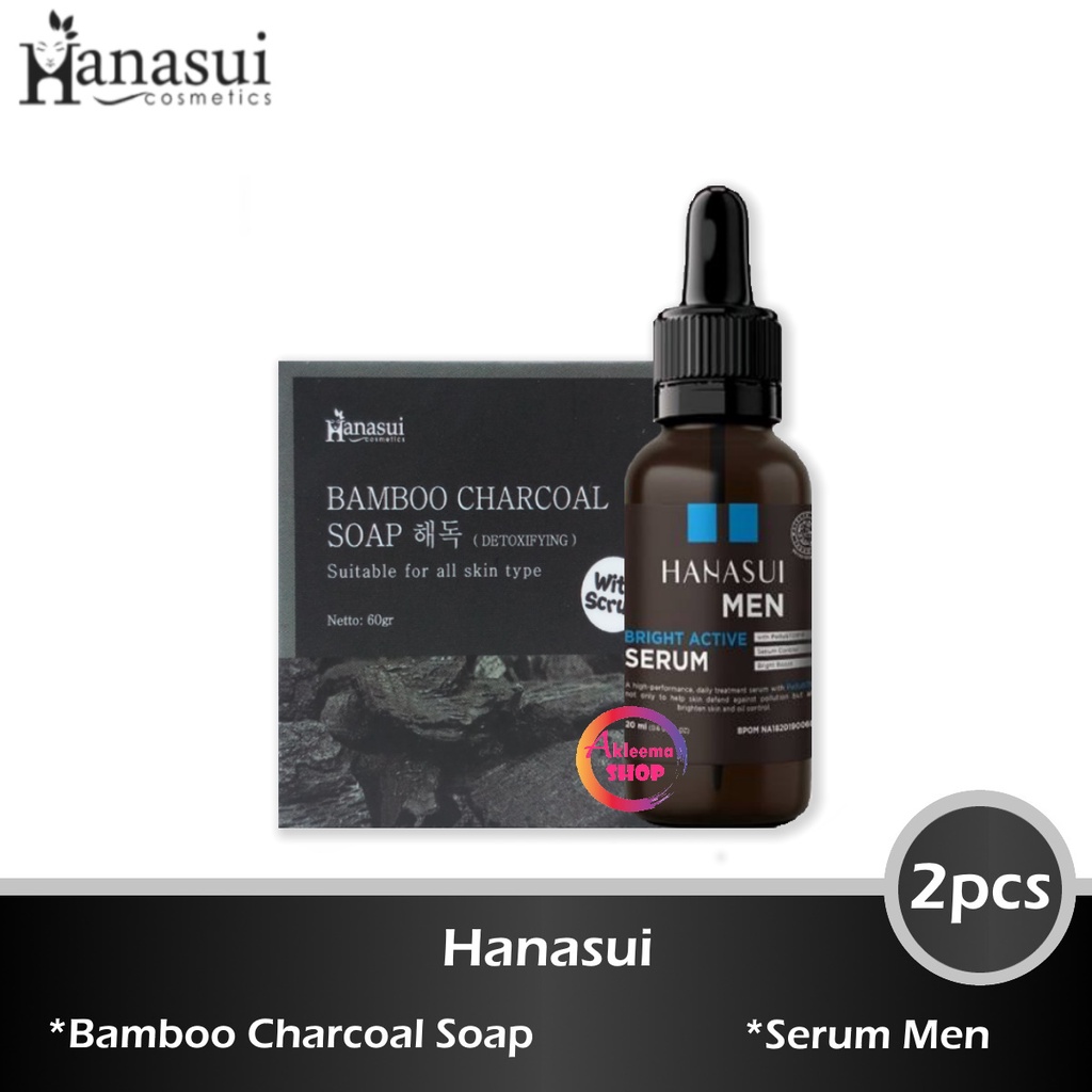 Hanasui Paket Perawatan Pria (Charcoal soap 60gr + Serum 20ml) 2pcs