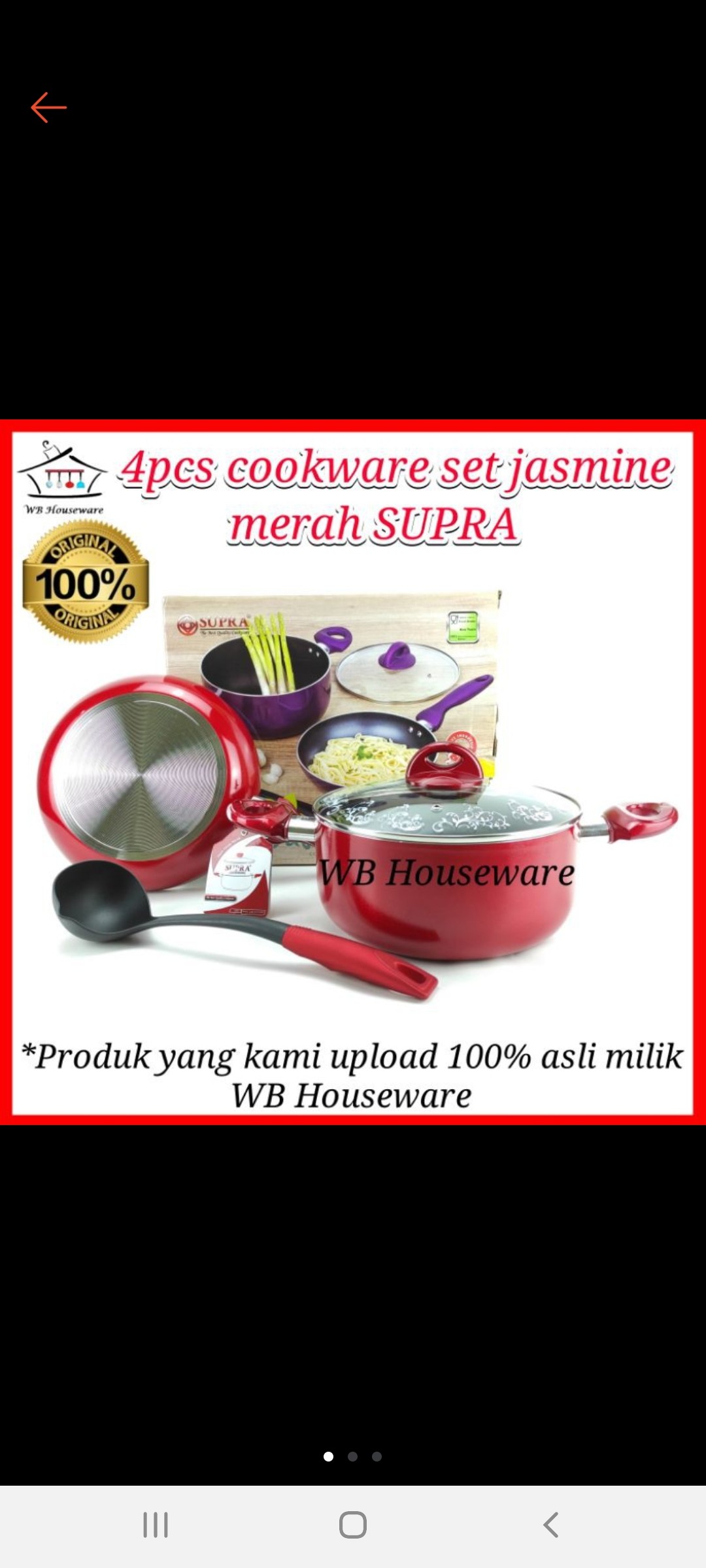 Wajan Set Anti Lengket / Panci Set / 4pcs Cookware Set Jasmine Supra