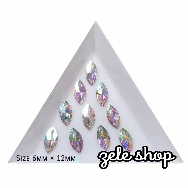 DIAMOND JAHIT LUBANG BENTUK GEMS RUNCING AB ISI 100 PCS