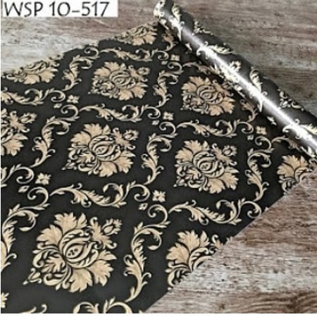 Wallpaper Hitam Batik Gold Uk 45CM X 8M