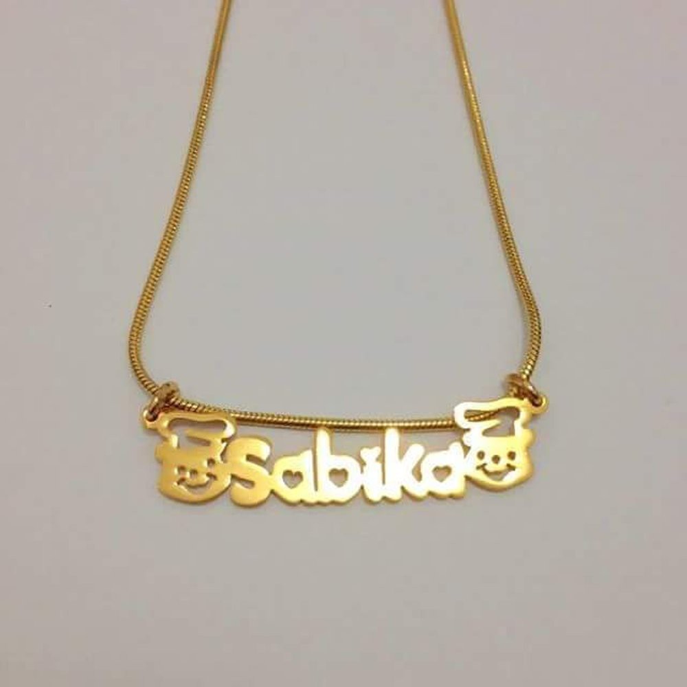 kalung liontin nama gold winnie the pooh lapis emas asli 24 karat  kalung custom gold  Limited