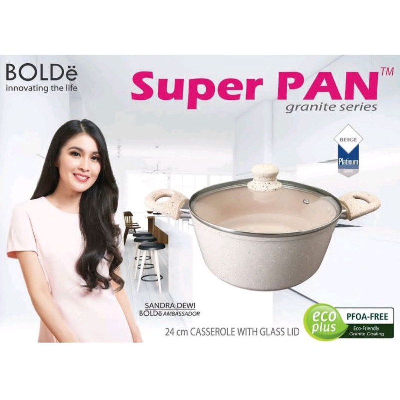 PANCI CASSEROLE BOLDE 24CM + PENUTUP KACA
