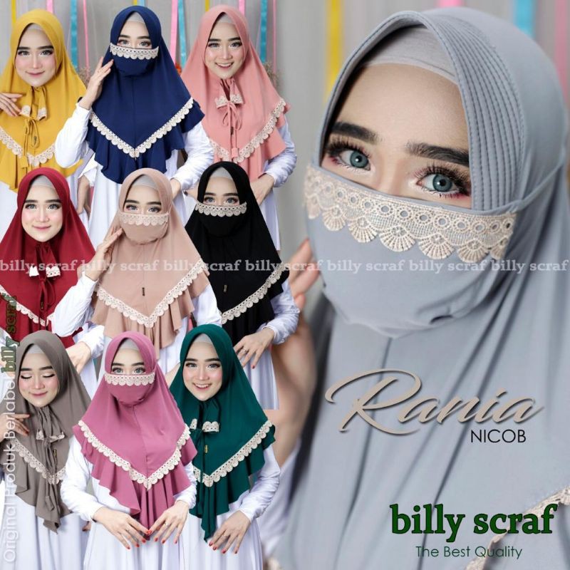 Hijab Khimar Bergo Instant Rania nicob Original Billy scarf
