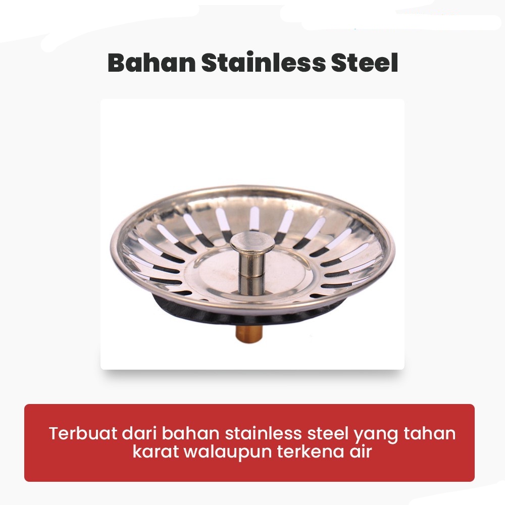 Saringan Wastafel Cuci Piring Stainless Steel Penutup Lubang