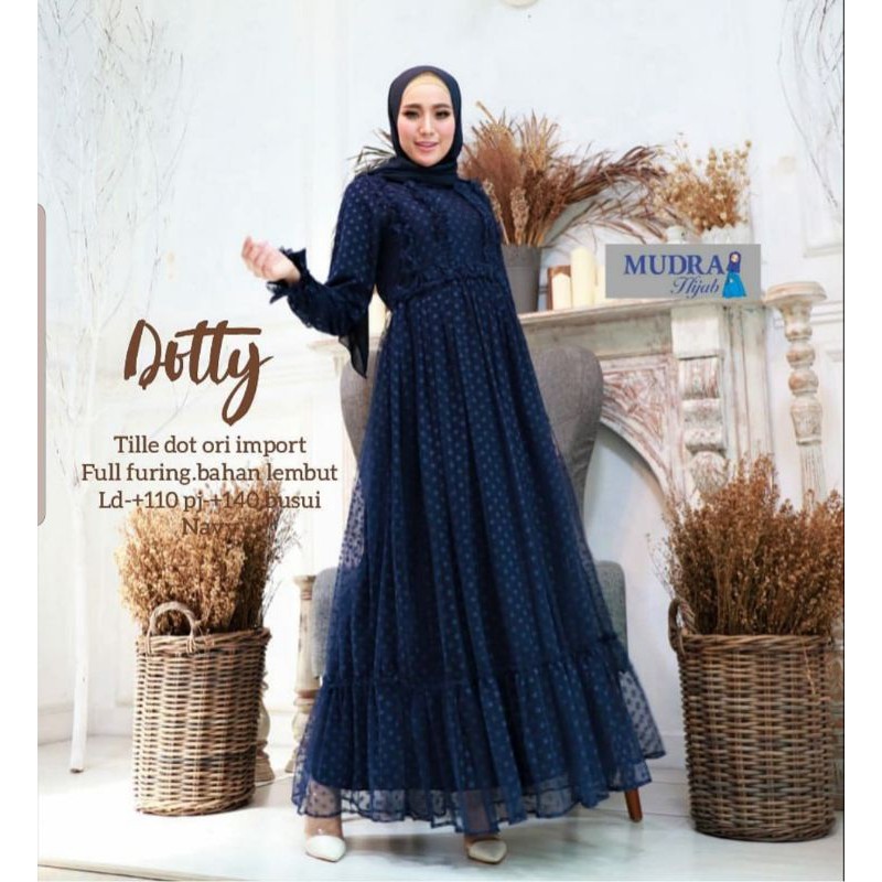 GAMIS SHELLA SAUKIAH DRESS TILE DOT PREMIUM GAMIS PESTA BRIDESMAID POLOS BAJU LEBARAN HV